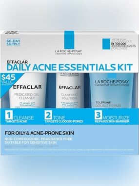 La Roche-Posay Effaclar Daily Acne Essentials Kit NIB 3 pack kit